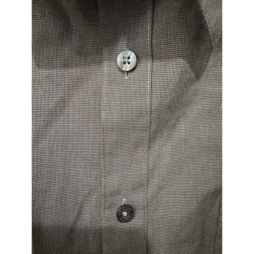CLAIBORNE Men's Long Sleeve Button Down Dress Shirt Brown Black XL XLarge Sharp